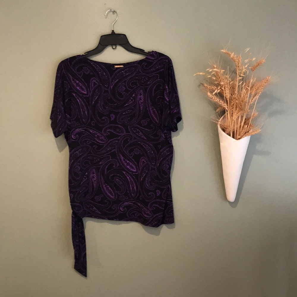 Michael Kors Side Tie Top Purple And Black S. NWT - Picture 2 of 7